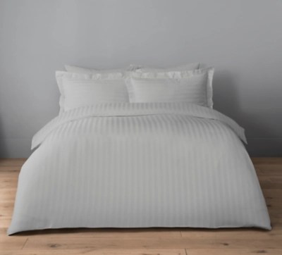 Silver 100 Cotton Sateen Stripe Duvet Set Home at ASDA