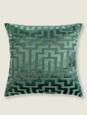 Green Cut Velvet Cushion Cover Home at ASDA