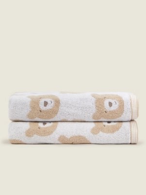 Natural Bears Bath Towel Set of 2 Home at ASDA