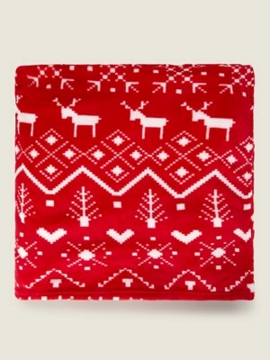 Red Christmas Scandi Blanket Home at ASDA