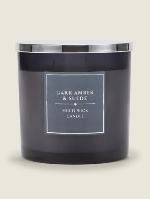 Dark Amber & Suede Extra Large Multiwick Candle Home at ASDA