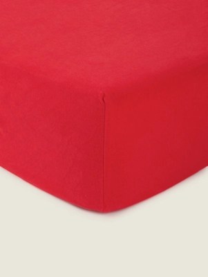 Red Brushed Cotton Fitted Sheet Home at ASDA