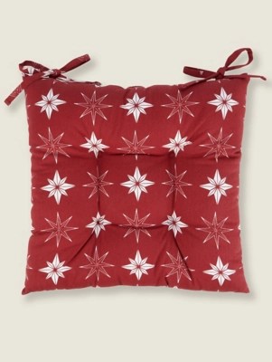 Red Christmas Star Seat Pad Home at ASDA
