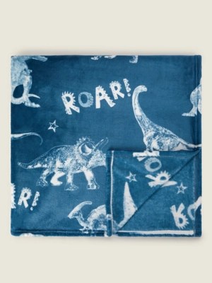 Blue Dinosaur Fleece Blanket Home at ASDA