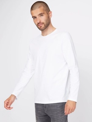 White Crew Neck Long Sleeve Jersey Top Men at ASDA