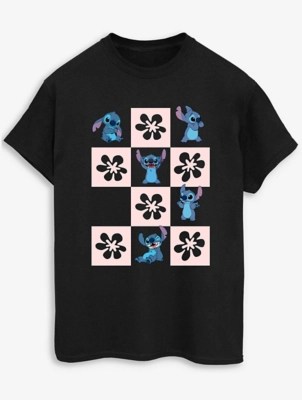 NW2 Disney Lilo & Stitch Checker Adult Black TShirt Women