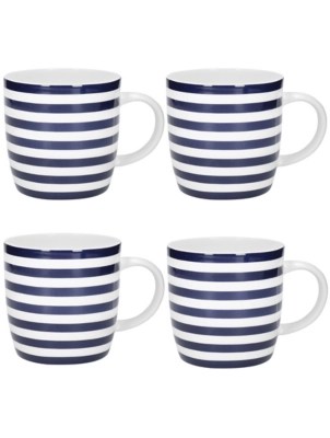 KitchenCraft Barrel Mug Set, Nautical Stripe Design, Set of 4 Home