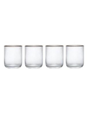 Mikasa Sorrento Ridged Crystal Tumbler Glasses Set of 4 Home at ASDA