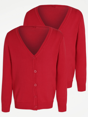 Girls Red School Cardigan 2 Pack School at ASDA