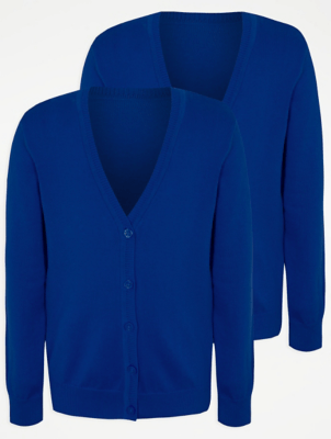 Girls Cobalt School Cardigan 2 Pack School at ASDA