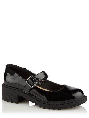 Girls Black MicroFresh® Patent School Shoes School at ASDA