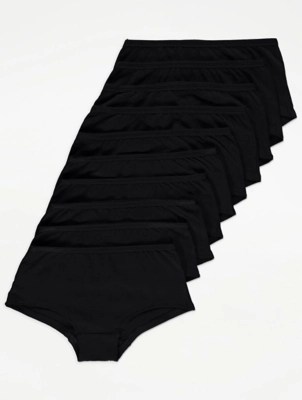 Black Short Knickers 10 Pack Kids at ASDA