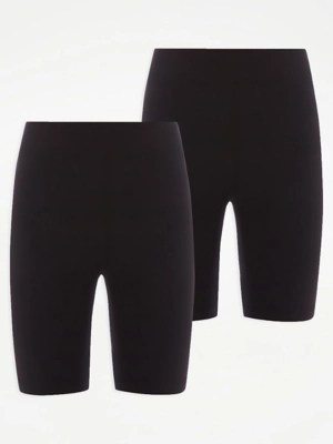 Girls Black School Cycling Shorts 2 Pack School at ASDA