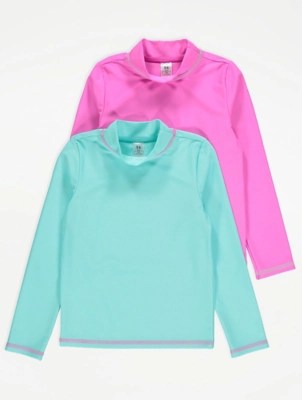 Long Sleeve Rash Vests 2 Pack Kids at ASDA