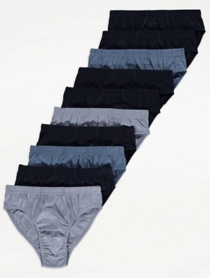 Navy Jersey Briefs 10 Pack Men at ASDA
