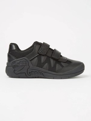 Boys Black Dinosaur School Shoes School at ASDA
