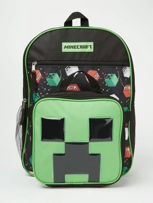 Minecraft Creeper Black Lunchbox Backpack Kids at ASDA