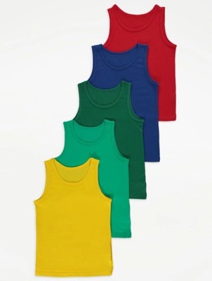 Vests 5 Pack Kids at ASDA