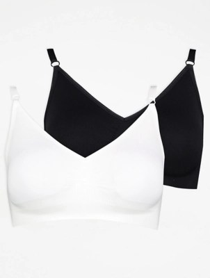 Lace Trim Non Wired Lightly Padded Bras 2 Pack Lingerie at ASDA