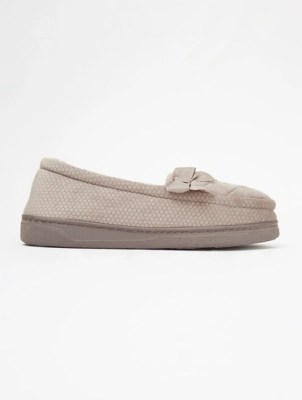 Mocha Quilted Detail Full Back Slippers Women at ASDA