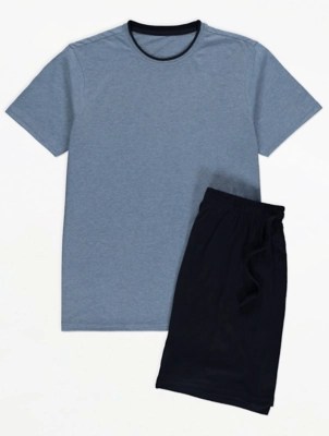 Pale Blue Short Pyjamas Men at ASDA