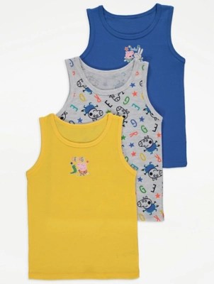 Peppa Pig Pig Blue Vests 3 Pack Kids at ASDA