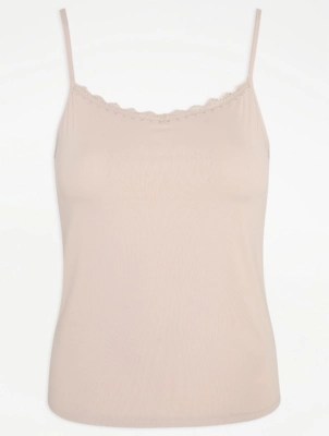 Beige Lace Trim Thermal Camisole Top Women at ASDA