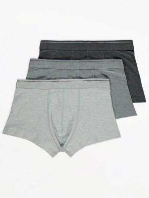 Grey Hipster Trunks 3 Pack Men at ASDA