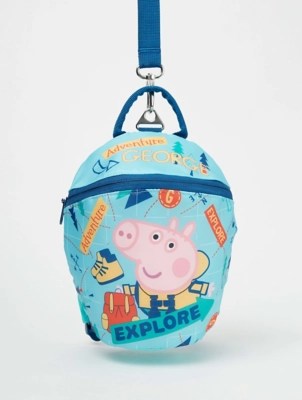 Peppa Pig Pig Blue Slogan Backpack with Reins Kids at