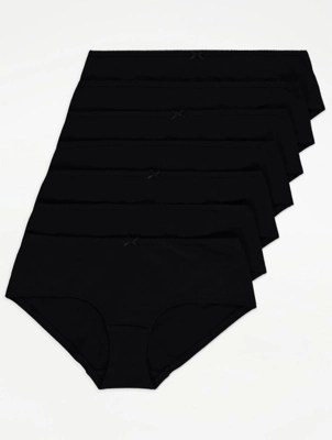 Black Short Knickers 7 Pack Women at ASDA