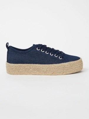 Navy Jute Sole Canvas Shoes Women at ASDA