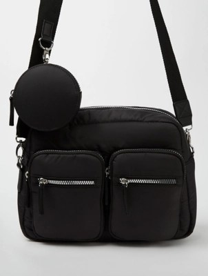 Black Multi Pocket Shoulder Bag Women at ASDA