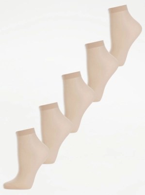 Natural 15 Denier Lycra Ankle High Stockings 5 Pack Women at