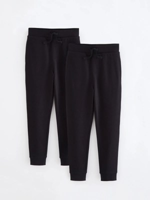 Black School Slim Leg Joggers 2 Pack School at ASDA
