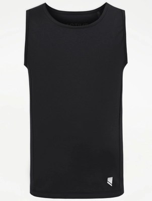 Girls Black Active School Vest School at ASDA