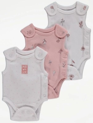 Printed Premature Baby Bodysuits 3 Pack Baby at ASDA