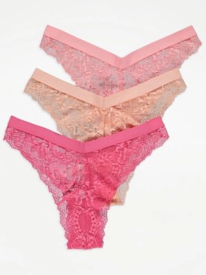 Lace Super High Leg Knickers 3 Pack Women at ASDA