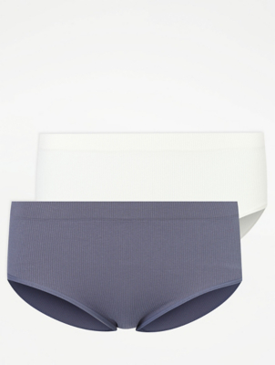 Ribbed Short Knickers 2 Pack Women at ASDA