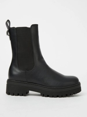 Black Chunky Ankle Length Boots Women at ASDA