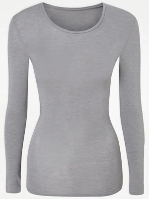 Grey Long Sleeve Heat Retaining Thermal Top Women at ASDA