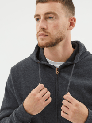 Grey Zip Up Hoodie Men at ASDA