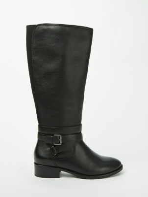 Black Soft Sole Leather Riding Boots Women at ASDA