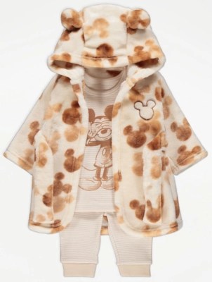Disney Mickey Mouse Dressing Gown and Pyjamas Set Baby at ASDA