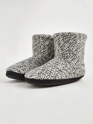 Grey Knitted Slipper Boots Men at ASDA