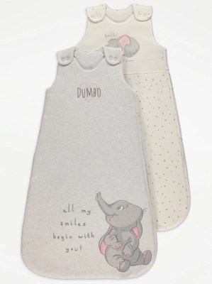 Disney Dumbo Cream 2.5 Tog Sleep Bags 2 Pack Baby at ASDA