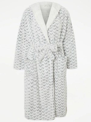 Textured Heart Faux Fur Dressing Gown Women at ASDA