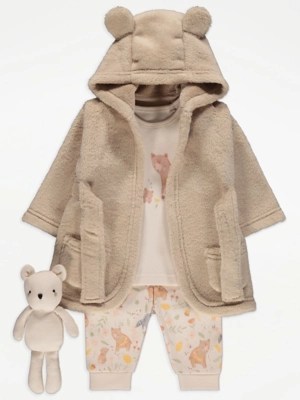 Bear Dressing Gown Pyjamas and Soft Toy Baby at ASDA