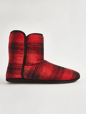 Red Checked Slipper Boots Men at ASDA