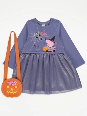 Peppa Pig Purple Dress and Bag Halloween Set Kids at ASDA