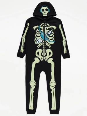 Halloween Skeleton Hooded Onesie Kids at ASDA
